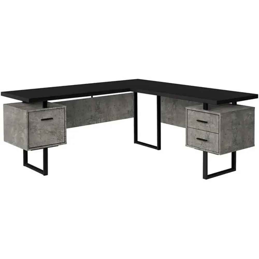 Desk Setup Black - مكتب كمبيوتر على شكل حرف L