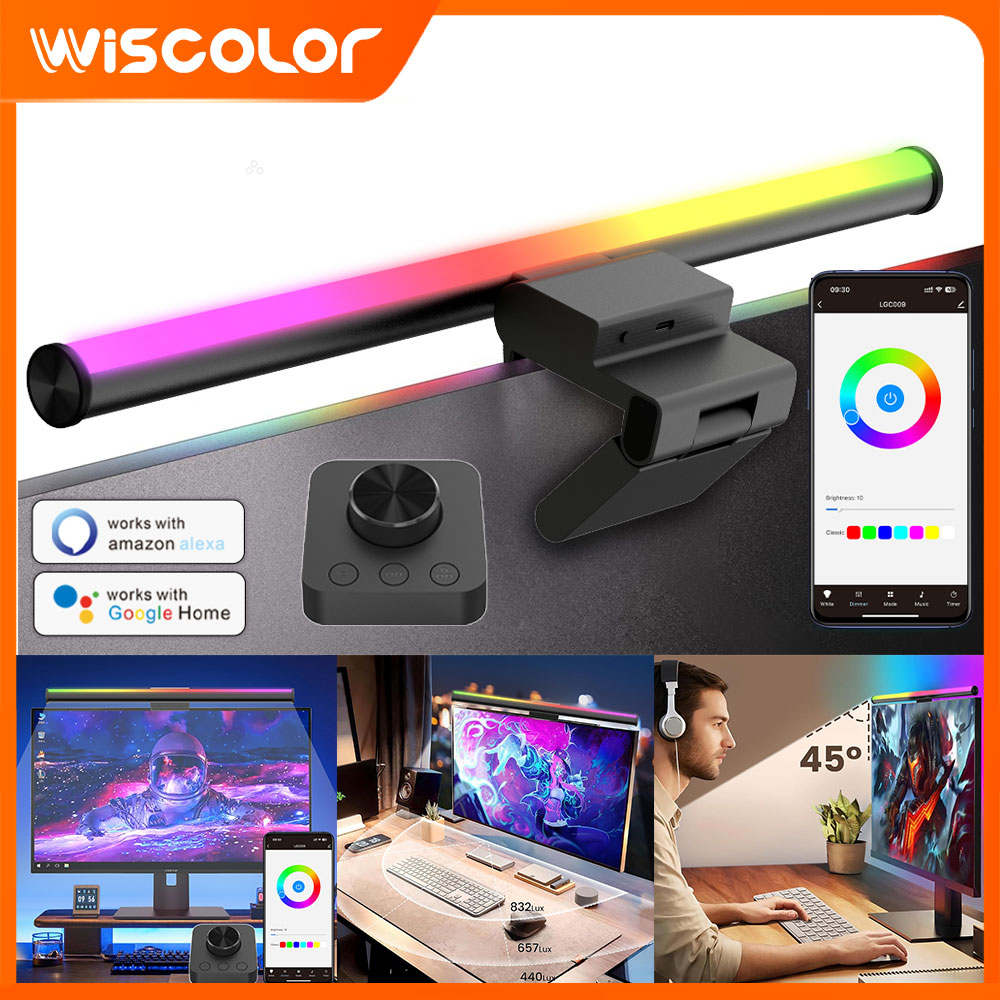 Desk Setup Black - مصباح معلق للشاشة، شريط إضاءة LED