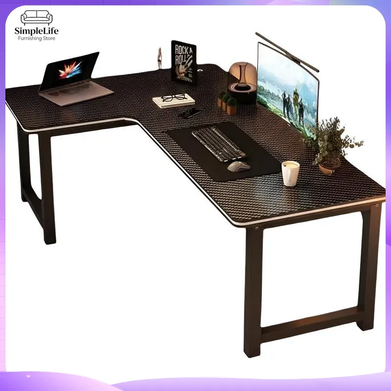 Desk Setup Study - مكتب ألعاب زاوي مع رف تخزين