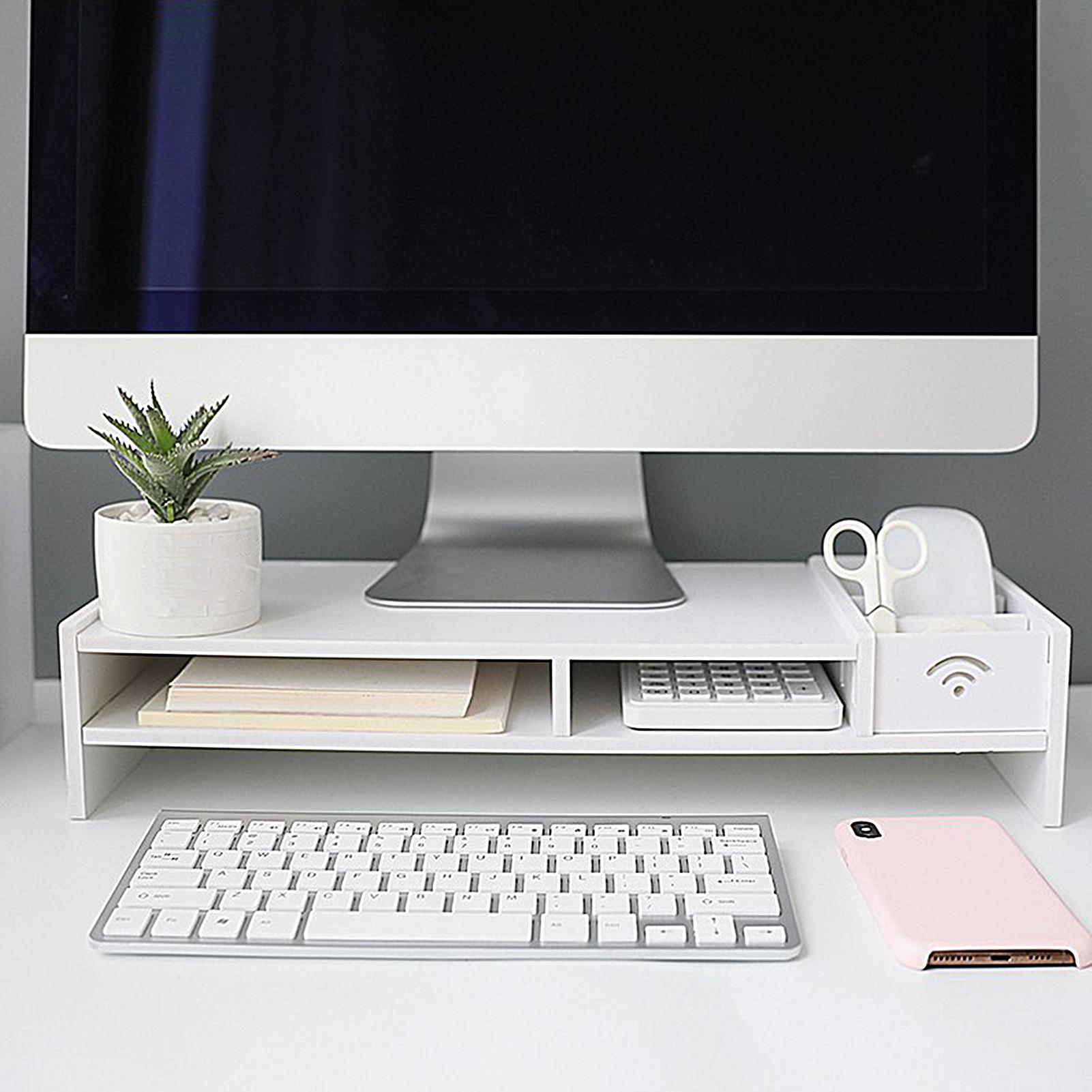 Desk Setup Riser - منظم مكتب ثلاثي الطبقات لرفع الشاشة،