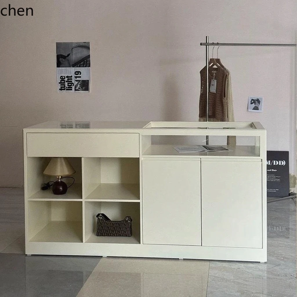 Desk Setup In Office - طاولة عرض متكاملة من الزجاج المطلي