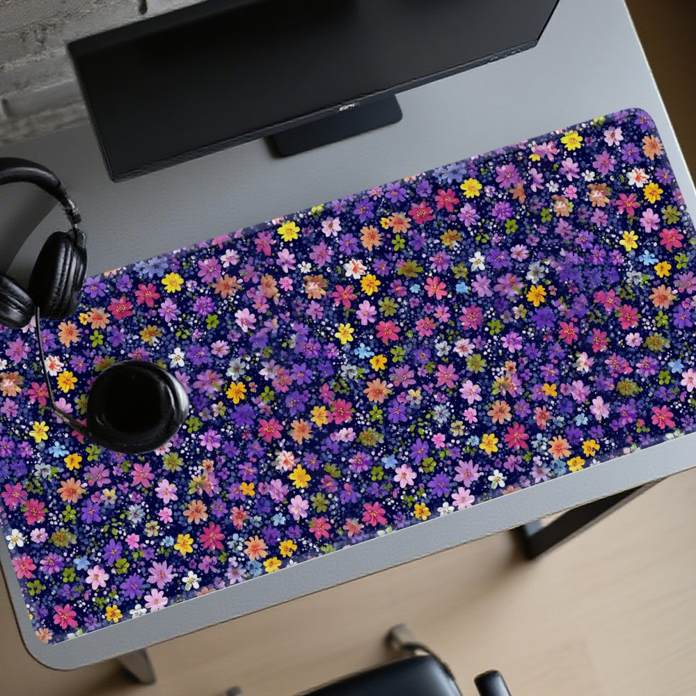Desk Setup In Office - سجادة مكتب كبيرة بنمط زهري، لوحة