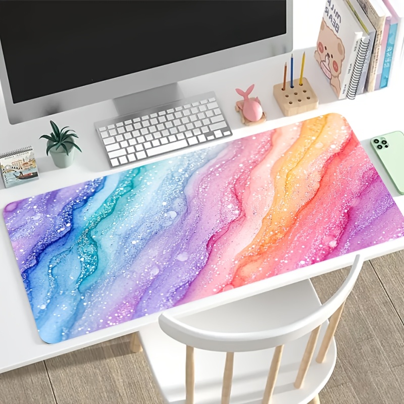 Desk Setup In Office - لوحة ماوس كبيرة بتصميم رخامي لامع