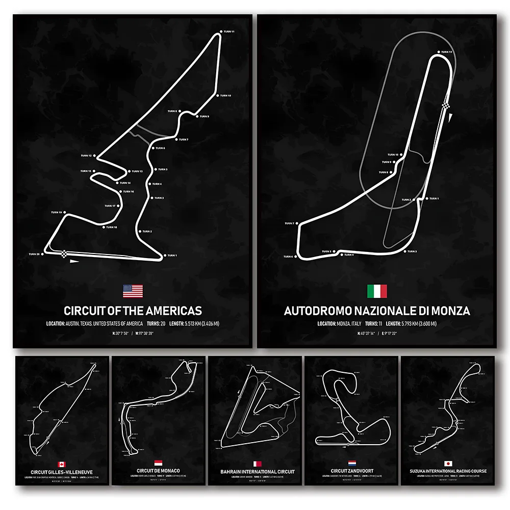 Desk Setup Poster - ملصق خريطة مسار سباق F1 ،