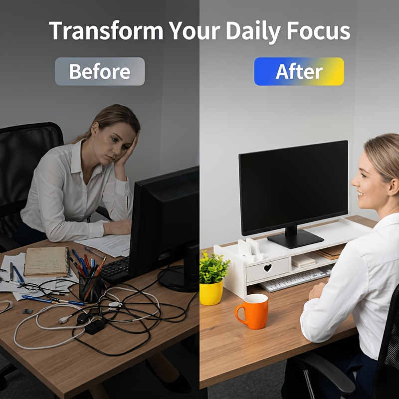 حامل شاشة أبيض بسيط من البولي  - مراجعة Desk Setup Riser وسعره