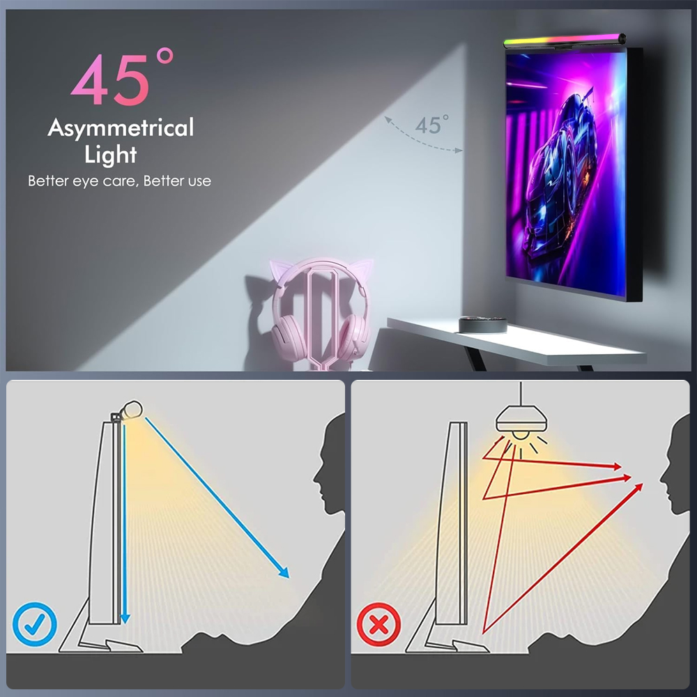 مصباح معلق للشاشة، شريط إضاءة  - مراجعة Desk Setup Black وسعره