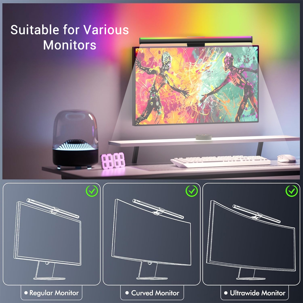 مصباح معلق للشاشة، شريط إضاءة  - مراجعة Desk Setup Black وسعره