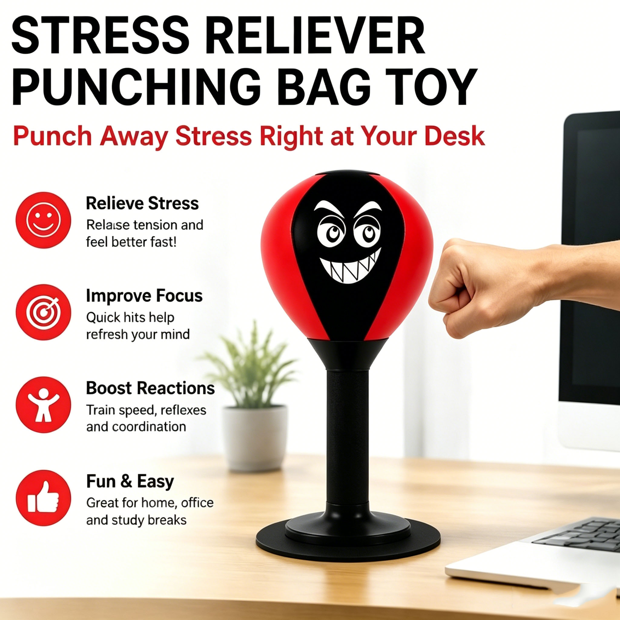 لعبة كيس ملاكمة لتخفيف التوتر  - مراجعة Desk Setup Kids وسعره
