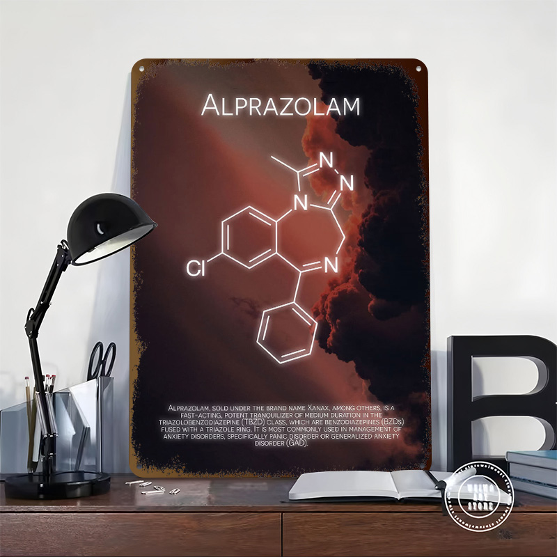 Alprazolam جزيء صفيح الملصقات  - مراجعة Desk Setup Poster وسعره