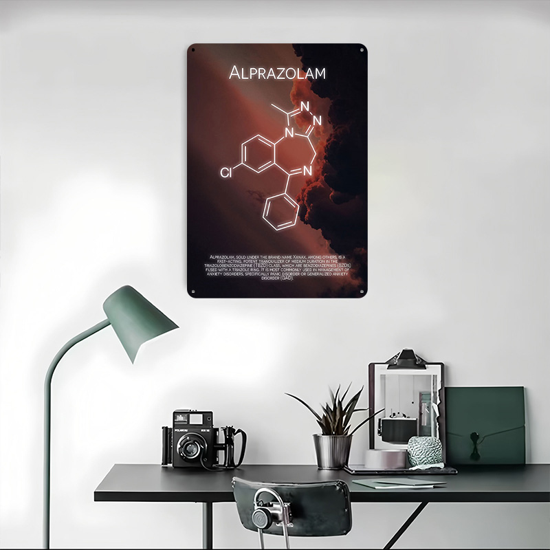 Alprazolam جزيء صفيح الملصقات  - مراجعة Desk Setup Poster وسعره