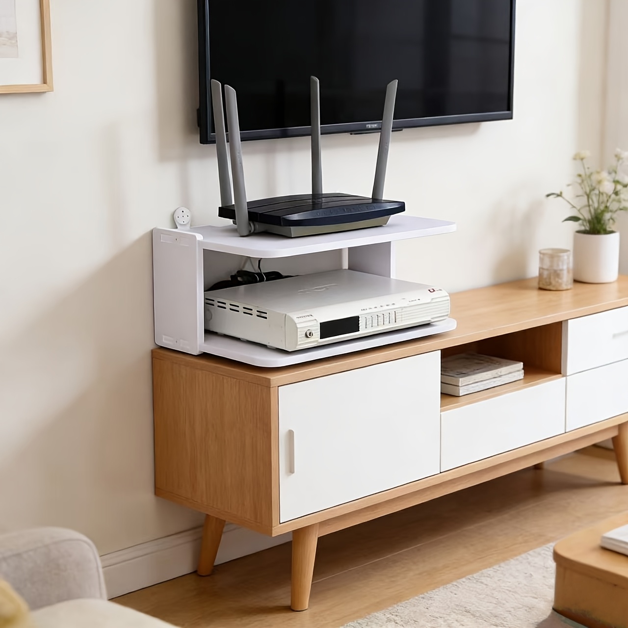 رف منظم للراوتر والكابلات يثبت - مراجعة Desk Setup Tv وسعره