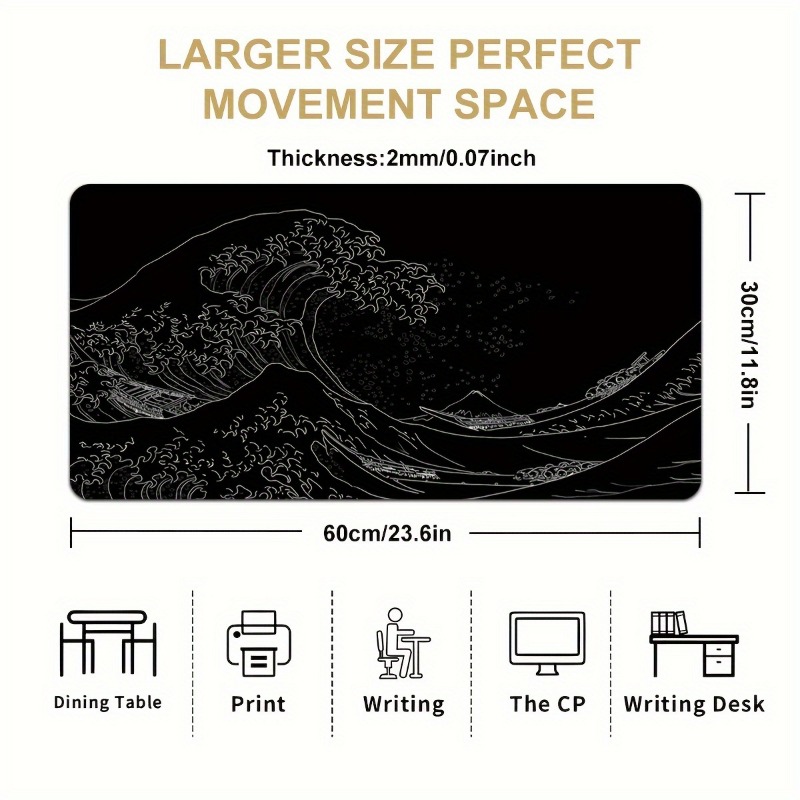 لوحة ماوس بحر بموجات يابانية ب - مراجعة Desk Setup Black وسعره