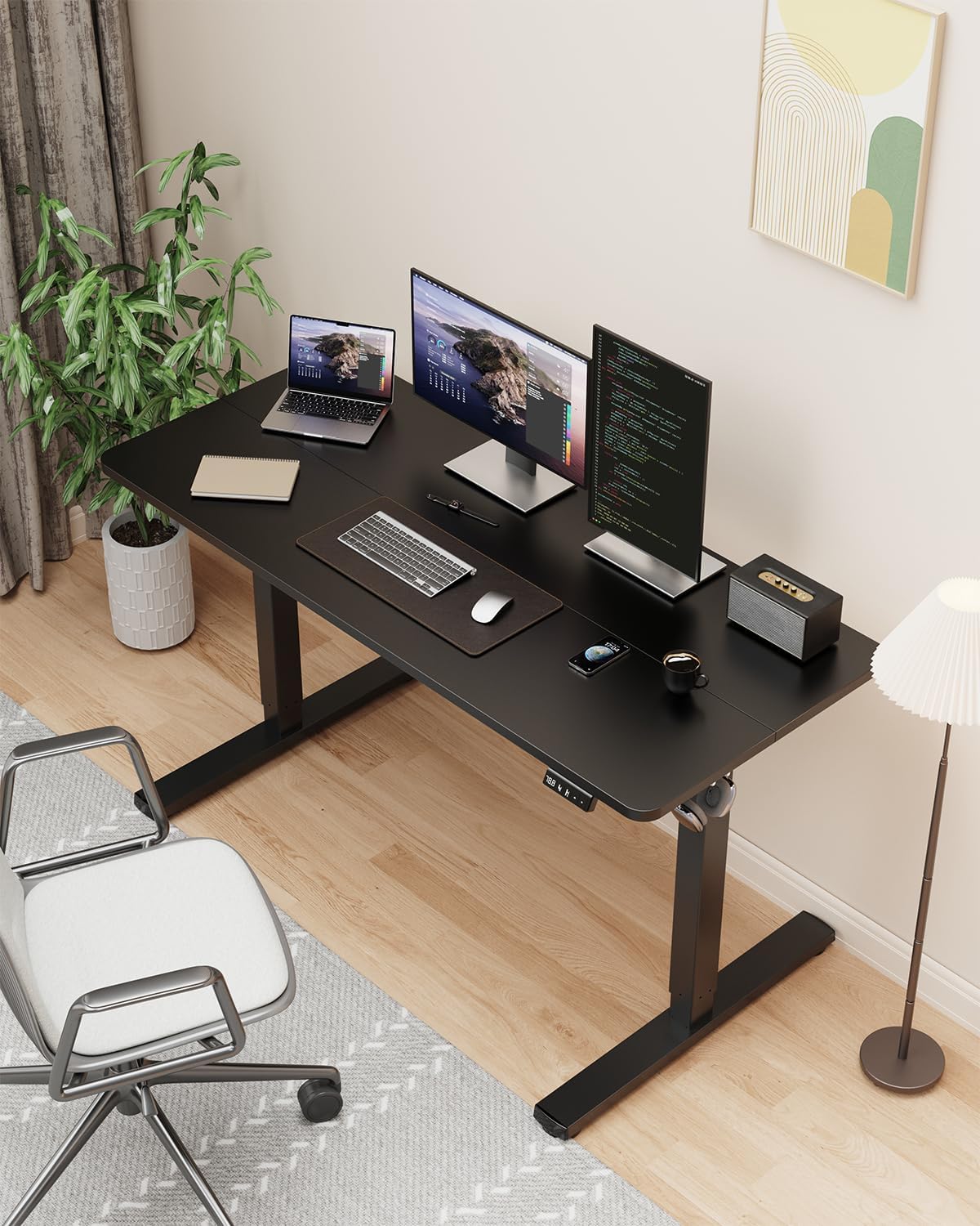 مكتب كهربائي قابل للتعديل بارت - مراجعة Desk Setup Black وسعره